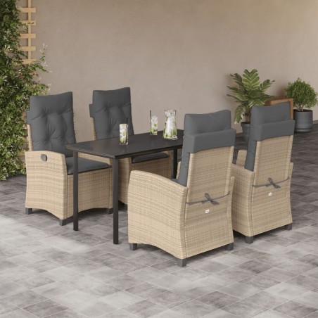 vidaXL Set comedor de jardín 5 pzas con cojines ratán sintético beige
