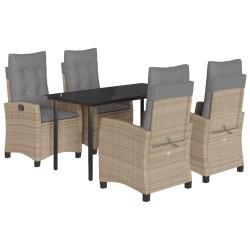 vidaXL Set comedor de jardín 5 pzas con cojines ratán sintético beige