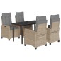 vidaXL Set comedor de jardín 5 pzas con cojines ratán sintético beige vidaXL Set comedor de jardín 5 pzas con cojines ratán sintético beige