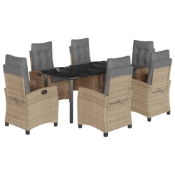 vidaXL Set comedor de jardín 7 pzas con cojines ratán sintético beige