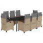 vidaXL Set comedor de jardín 9 pzas con cojines ratán sintético beige vidaXL Set comedor de jardín 9 pzas con cojines ratán sintético beige