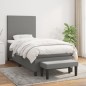 vidaXL Cama box spring con colchón tela gris oscuro 100x200 cm vidaXL Cama box spring con colchón tela gris oscuro 100x200 cm
