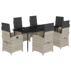 vidaXL Set comedor jardín 7 pzas y cojines ratán sintético gris claro