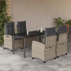 vidaXL Set comedor de jardín 5 pzas cojines ratán sintético gris claro