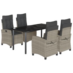 vidaXL Set comedor de jardín 5 pzas cojines ratán sintético gris claro