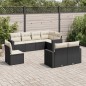 vidaXL Set de sofás de jardín 8 piezas y cojines ratán sintético negro vidaXL Set de sofás de jardín 8 piezas y cojines ratán sintético negro