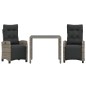 vidaXL Set comedor de jardín 3 piezas con cojines ratán sintético gris vidaXL Set comedor de jardín 3 piezas con cojines ratán sintético gris