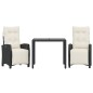 vidaXL Set comedor de jardín 3 pzas con cojines ratán sintético negro vidaXL Set comedor de jardín 3 pzas con cojines ratán sintético negro