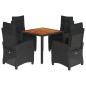 vidaXL Set de muebles jardín 5 pzas con cojines ratán sintético negro vidaXL Set de muebles jardín 5 pzas con cojines ratán sintético negro