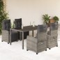 vidaXL Set comedor de jardín 5 piezas con cojines ratán sintético gris vidaXL Set comedor de jardín 5 piezas con cojines ratán sintético gris