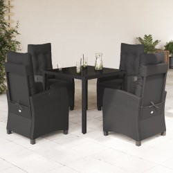 vidaXL Set de muebles jardín 5 pzas con cojines ratán sintético negro