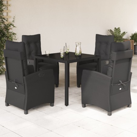 vidaXL Set de muebles jardín 5 pzas con cojines ratán sintético negro