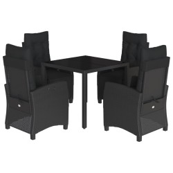 vidaXL Set de muebles jardín 5 pzas con cojines ratán sintético negro