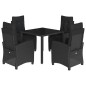 vidaXL Set de muebles jardín 5 pzas con cojines ratán sintético negro vidaXL Set de muebles jardín 5 pzas con cojines ratán sintético negro