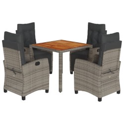 vidaXL Set comedor de jardín 5 piezas con cojines ratán sintético gris