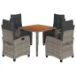 vidaXL Set comedor de jardín 5 piezas con cojines ratán sintético gris vidaXL Set comedor de jardín 5 piezas con cojines ratán sintético gris