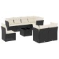 vidaXL Set de sofás de jardín 8 piezas y cojines ratán sintético negro vidaXL Set de sofás de jardín 8 piezas y cojines ratán sintético negro