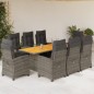 vidaXL Set comedor jardín 9 pzas y cojines ratán sintético gris