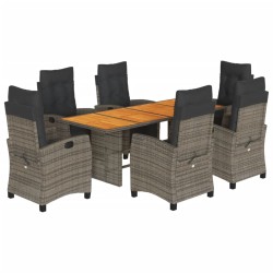 vidaXL Set comedor jardín 9 pzas y cojines ratán sintético gris