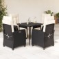 vidaXL Set de muebles jardín 5 pzas con cojines ratán sintético negro