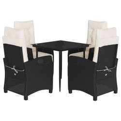 vidaXL Set de muebles jardín 5 pzas con cojines ratán sintético negro