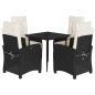 vidaXL Set de muebles jardín 5 pzas con cojines ratán sintético negro