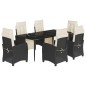 vidaXL Set de comedor de jardín 7 pzas y cojines ratán sintético negro vidaXL Set de comedor de jardín 7 pzas y cojines ratán sintético negro