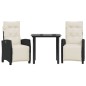 vidaXL Set comedor de jardín 3 pzas con cojines ratán sintético negro vidaXL Set comedor de jardín 3 pzas con cojines ratán sintético negro