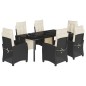 vidaXL Set de comedor de jardín 7 pzas y cojines ratán sintético negro vidaXL Set de comedor de jardín 7 pzas y cojines ratán sintético negro