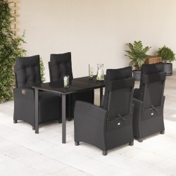 vidaXL Set de muebles jardín 5 pzas con cojines ratán sintético negro
