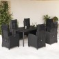 vidaXL Set de comedor de jardín 7 pzas y cojines ratán sintético negro vidaXL Set de comedor de jardín 7 pzas y cojines ratán sintético negro
