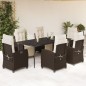 vidaXL Set comedor de jardín 7 pzas con cojines ratán sintético marrón vidaXL Set comedor de jardín 7 pzas con cojines ratán sintético marrón