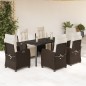 vidaXL Set comedor de jardín 7 pzas con cojines ratán sintético marrón