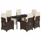 vidaXL Set comedor de jardín 7 pzas con cojines ratán sintético marrón