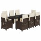 vidaXL Set comedor para jardín 9 pzas y cojines ratán sintético marrón