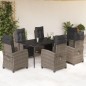vidaXL Set comedor jardín 7 pzas y cojines ratán sintético gris