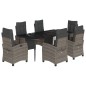 vidaXL Set comedor jardín 7 pzas y cojines ratán sintético gris