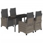 vidaXL Set comedor de jardín 5 piezas con cojines ratán sintético gris vidaXL Set comedor de jardín 5 piezas con cojines ratán sintético gris