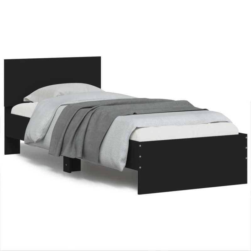 vidaXL Estructura de cama con cabecero y luces LED negro 90x190 cm vidaXL Estructura de cama con cabecero y luces LED negro 90x190 cm