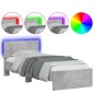 vidaXL Estructura de cama cabecero luces LED gris hormigón 90x190 cm vidaXL Estructura de cama cabecero luces LED gris hormigón 90x190 cm