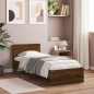 vidaXL Estructura de cama cabecero luces LED marrón roble 90x190 cm