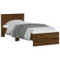 vidaXL Estructura de cama cabecero luces LED marrón roble 90x190 cm