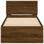 vidaXL Estructura de cama cabecero luces LED marrón roble 90x190 cm