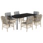 vidaXL Set comedor de jardín 7 pzas con cojines ratán sintético beige vidaXL Set comedor de jardín 7 pzas con cojines ratán sintético beige