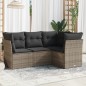vidaXL Set de sofás de jardín 4 pzas y cojines ratán sintético gris vidaXL Set de sofás de jardín 4 pzas y cojines ratán sintético gris