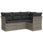 vidaXL Set de sofás de jardín 4 pzas y cojines ratán sintético gris vidaXL Set de sofás de jardín 4 pzas y cojines ratán sintético gris