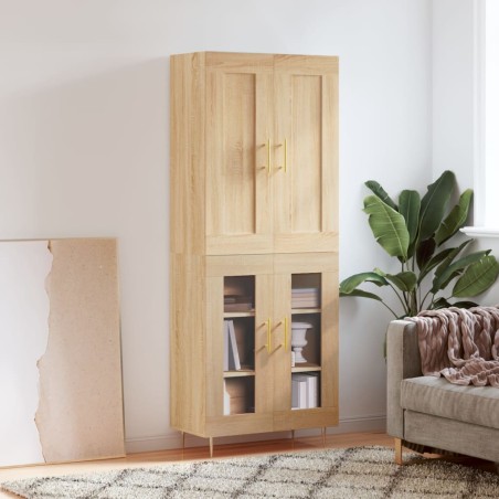 vidaXL Aparador alto madera contrachapada color roble 69,5x34x180 cm