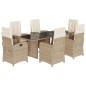vidaXL Set comedor de jardín 7 pzas con cojines ratán sintético beige vidaXL Set comedor de jardín 7 pzas con cojines ratán sintético beige