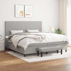 vidaXL Cama box spring con colchón tela gris claro 200x200 cm