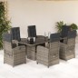 vidaXL Set comedor jardín 7 pzas y cojines ratán sintético gris vidaXL Set comedor jardín 7 pzas y cojines ratán sintético gris